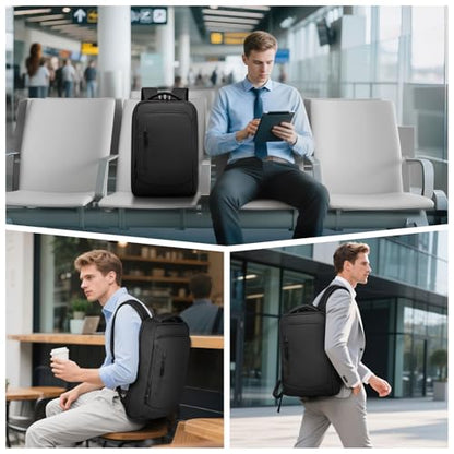 Small Inch Laptop Backpack with USB A/C Port, Slim Water-Resistant Computer Backpack for Work, College and Travel, Black - color: Black