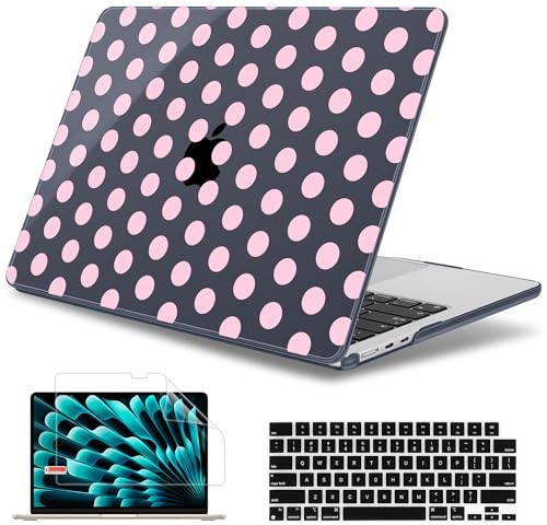May Chen for MacBook Air 15 inch Case M5 M4 M3 M2 2026 2024-2023, Model A3448 A3241 A3114 A2941, Closes Seamlessly Hard Shell Laptop Cover with Keyboard Cover, Black Dots - color: Black Dots