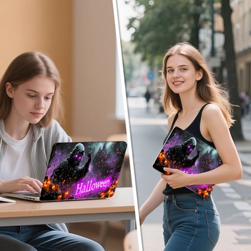 Universal Laptop Skin Sticker Decal, 12"-15.6" Aesthetic Vinyl Wrap, Halloween Skeleton Ghost Waterproof Notebook Cover Art Protector for MacBook HP Dell Lenovo, Fits 13" 14" 15" 15.6" - color: Halloween Skeleton Ghost