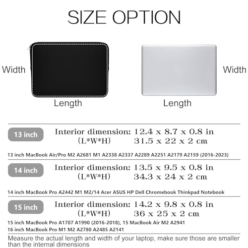 15 16 Inch Laptop Sleeve Protective Case Soft Cover Compatible with 15 Inch MacBook Pro A1707 A1990 (2016-2018) 16 inch MacBook Pro M1 M2 M3 M4 (2024-2019), Black - color: Black, size: 15 inch