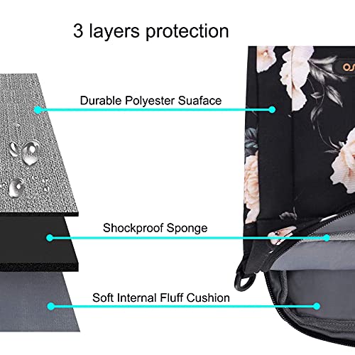 MOSISO Laptop Shoulder Bag for Women, 15-16 inch Computer Bag | Compatible with MacBook Air 15 inch / Pro 16 inch, 15.6 inch Camellia Sleeve with Adjustable Depth at Bottom, Black - color: Black, size: 16 inch