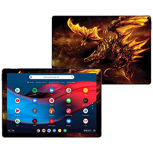 MightySkins Skin Compatible with Google Pixel Slate 12.3" (2018) - Golden Dragon | Protective, Durable, and Unique Vinyl Decal wrap Cover | Easy to Apply, Remove, and Change Styles | Made in The USA - color: Golden Dragon