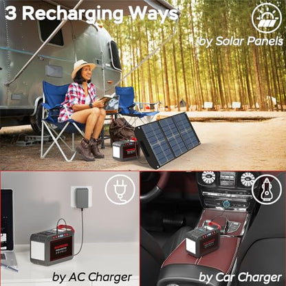 Portable Power Station 300W MARBERO 237Wh Camping Solar Generator Backup Lithium Battery with Pure Sine Wave 110V AC Outlet, USB C, USB A, DC for Outdoors Camping CPAP Home Blackout Emergency | Backup Lithium Battery with Pure Sine Wave 110V AC Outlet, US