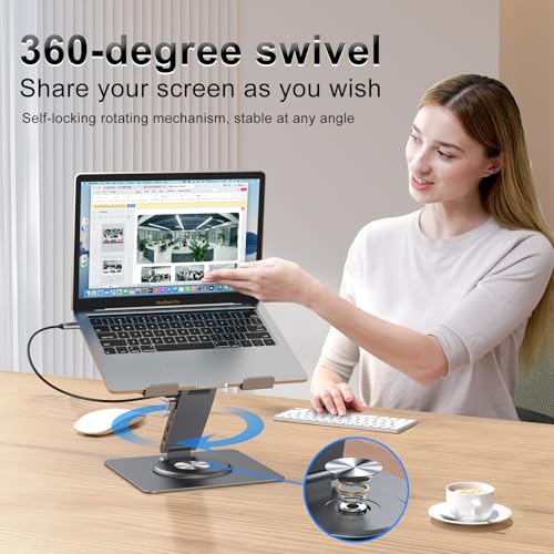 Laptop Docking Station Stand 11-IN-1 Triple Display HDMI DP 4K60Hz Gigabit Ethernet USB3.1 PD100W SD/TF Card Reader Audio 360°Swivel Laptop Stand with USB Hub for MacBookPro/Air/Dell/HP/Surface/Lenovo - color: For Laptop 7-15.6 inches 11-in-1 Ultra