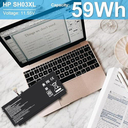 TREE.NB Spare Battery for HP Hp Spectre x360, Spectre x360 13 w023dx, Spectre x360 13-w0XX, SH03 SH03XL SH03057XL HSTNN-LB7L 859026-421 859356-855 TPN-Q178 - size: 10.43x4.33x0.15inch SH03XL