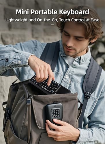 125 Mini Keyboard with Touchpad, 69 Keys USB Keyboard, Portable, Wireless Bluetooth, 3-in-1 Multifunction-100-RF for PC/Tablets/TV//Smartphones