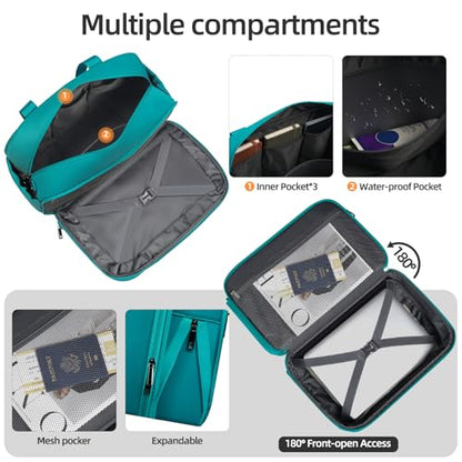 Carry On Luggage 22x14x9 Airline Approved with Wheels,2-piece Luggage Set,Softside Expandable Luggage Suitcase with TSA Lock&Carry-on UnderSeat travel Duffle Bag,Weekender Bag-Green - color: Green, size: Carry-on 20 inch (2-piece Set)