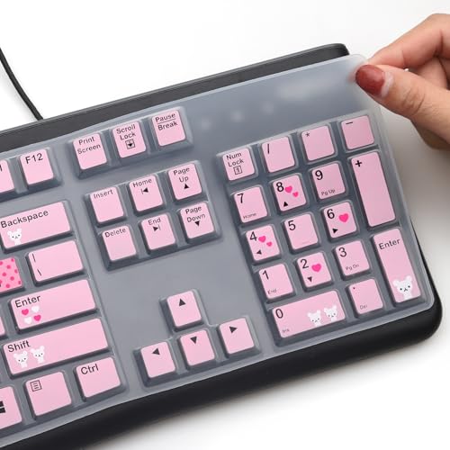 Silicone Keyboard Cover for Logitech K120 & MK120 Ergonomic Desktop USB Wired Keyboard, Logitech K120 & MK120 Keyboard Protective Skin US Layout (NOT Fit Other Model) -Lovly - color: Lovly