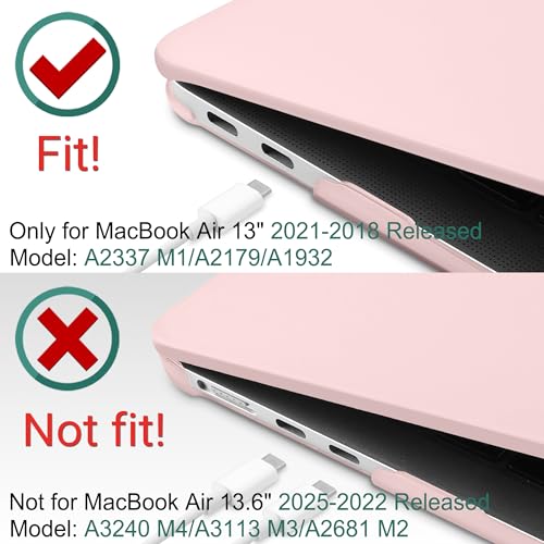 DONGKE for MacBook Air 13 inch Case 2021 2020 2019 2018 Release A2337 M1 A2179 A1932, Plastic Hard Shell Case & Keyboard Cover Compatible with MacBook Air 13 inch Retina Fits Touch ID, Chalk Pink - color: Chalk Pink