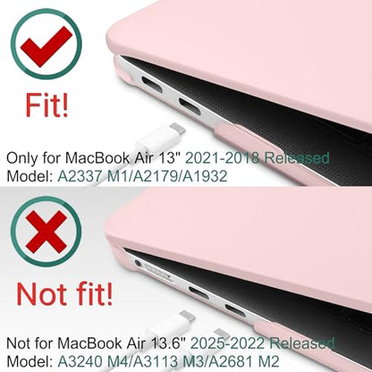 DONGKE for MacBook Air 13 inch Case 2021 2020 2019 2018 Release A2337 M1 A2179 A1932, Plastic Hard Shell Case & Keyboard Cover Compatible with MacBook Air 13 inch Retina Fits Touch ID, Chalk Pink - color: Chalk Pink