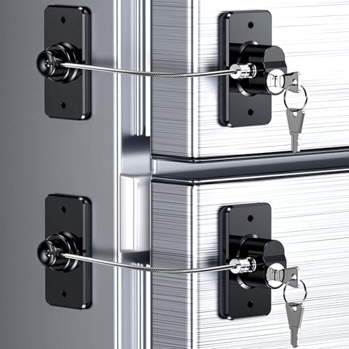 4 Pack Refrigerator Locks with 8 Keys and Adhesive, Child Safety Fridge Lock for Drawers Cabinets Desks Window Freezer and Wardrobes, Child Proofing Door Lock for Kids -No Tools Required (Patent) - color: 4 Pack Black Lock