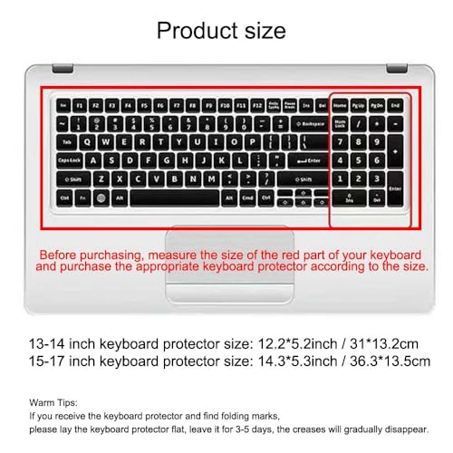 Ultra Thin Keyboard Cover Protector, Compatible with Laptop Notebook 13" 14" 15.6" 16" 17" inch Universal Silicone Keyboard Protector Skin Waterproof Dustproof (Transparent,for 15"-17.6") - size: For 15-17.6 inch laptops