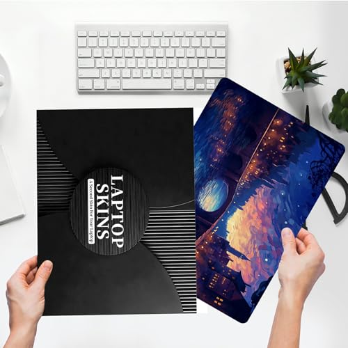 Universal Laptop Skin Sticker with 2 Wrist Pad Skins, Waterproof Scratch Resistant Vinyl Laptop Cover Decal, Cut to Fit for 11–15.6 Inch MacBook HP Dell Lenovo, Fantasy City - color: Fantasy City