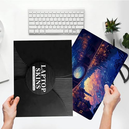 Universal Laptop Skin Sticker with 2 Wrist Pad Skins, Waterproof Scratch Resistant Vinyl Laptop Cover Decal, Cut to Fit for 11–15.6 Inch MacBook HP Dell Lenovo, Fantasy City - color: Fantasy City