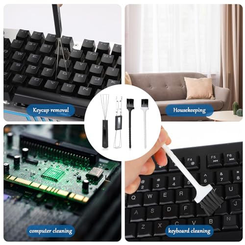 2PCS Keycap Puller and Switch Puller with 2PCS Keyboard Brush, Keycap Remover Switch Puller Mechanical Stainless Steel Keyboard Remover Keyboard Cleaning and Fixing Tool for Mechanical Keyboard