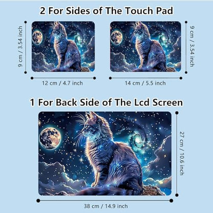 Universal Laptop Skin Sticker with 2 Wrist Pad Skins, Waterproof Scratch Resistant Vinyl Laptop Cover Decal, Cut to Fit for 11–15.6 Inch MacBook HP Dell Lenovo, Cat Universe - color: Cat Universe