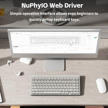 NuPhy Node75 Wireless Mechanical Keyboard, 75% Hot Swappable Custom Keyboard, 82 Keys Computer Gaming Keyboards, Supports Touch Gestures, PBT Keycaps, RGB Backlit, Bluetooth/2.4GHz/USB-C - color: White, size: High-profile Brown Max Switch