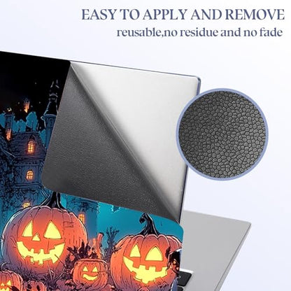 Universal Laptop Skin Sticker Decal,15.6 Inch Laptop Vinyl Cover for 13" 14" 15.6" Laptop,Scratch-Resistant Waterproof Protector Wrap,Reusable with Wrist Pads,Mansion Pumpkins - color: Mansion Pumpkins