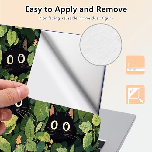 Laptop Skin Sticker Decal 15.6 Inch,12 13 13.3 14 15 15.6 in Laptop Netbook Skins for Notebook,Art Decal Removable Waterproof Scratch Resistant,Universal Vinyl Cover,Cartoon Cat Plant - color: Cartoon Cat Plant