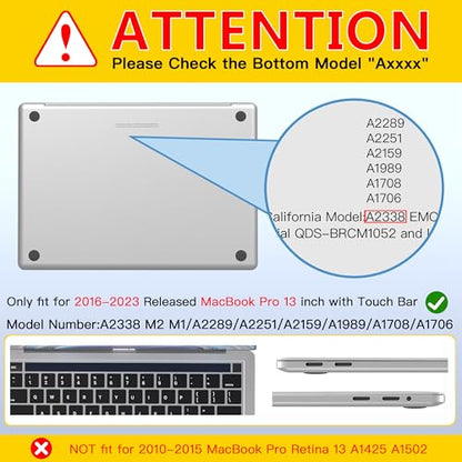 CISSOOK Matte Black Hard Shell Case Compatible with MacBook Pro 13 Inch Case 2025-2016 Release Model A2338 A2251 A2289 with Touch bar, MacBook Pro 13 M1 M2 with Keyboard Cover | 4in1 Set Hard Shell Case with Keyboard Cover for 2020-2025 MacBook Pro 13 M2&