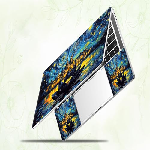 Laptop Skin Sticker Decal, Universal Reusable Vinyl Laptop Cover for 12" 13" 13.3" 14" 15" 15.4" 15.6" Notebook PC, Waterproof Scratch-Resistant with 2 Wrist Pads, Easy to Apply & Remove,Galaxy Lotus - color: Galaxy Lotus