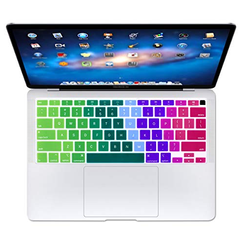 ProElife Keyboard Cover Skin for 2020 MacBook Air 13 Inch (Model: A2337 with Apple M1 Chip and A2179, U.S Layout) with Touch ID Keyboard Accessories Protector (Rainbow) | Rainbow, U.S. Layout, Non-interference Design for ID Key, Dust-Proof, Silicone Prote