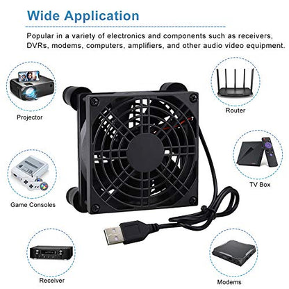GDSTIME Small 92mm Router Fan Cooler with L/M/H 3 Speed Controller, 5V USB | Brushless DC Case Fans, for Xbox, Modem, Routers, Mini PC, DVR, TV Box Cooling - size: 92mm USB Fan