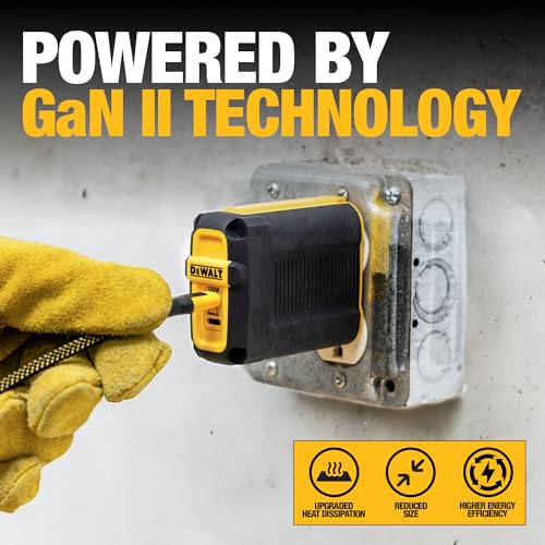 DEWALT 2 Port 100W USB C Charger Block (GaN) and 100W Type C Charging Cable, PD 3.0 Type C Wall Charger, PPS USBC to USBC Fast Charging with Power Delivery for iPhone 15 14 13 12 11 X XS Pro Max Mini