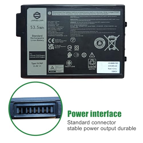 XVJNP 451-BCWQ Laptop Battery Replacement for Dell Latitude 5430 7330 Rugged Extreme Pro Rugged 14 RB14250 13 RA13250 P148G P149G Series G6M0W 0G6M0W 6JRCP 06JRCP 0M0TN3 KD1CT 11.4V 53.5Wh - size: 8.6*5.1*1.1inch XVJNP