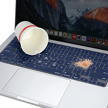 MOSISO Keyboard Cover Skin Compatible with MacBook Air 15 inch M3 M2 | A3114 A2941/Air 13.6 A3113 A2681/Pro 14/16 M4 M3 M2 M1, Navy Blue - color: Navy Blue