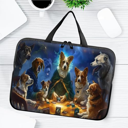 14" 15" Laptop Handle Bag Computer Bag,14.2" 15.4 inch Pouch Holder Notebook Sleeve Cover Compatible for Dell,Lenovo,Toshiba HP, Asus Notebook Messenger Briefcase-Dog Cards - color: Dog Cards