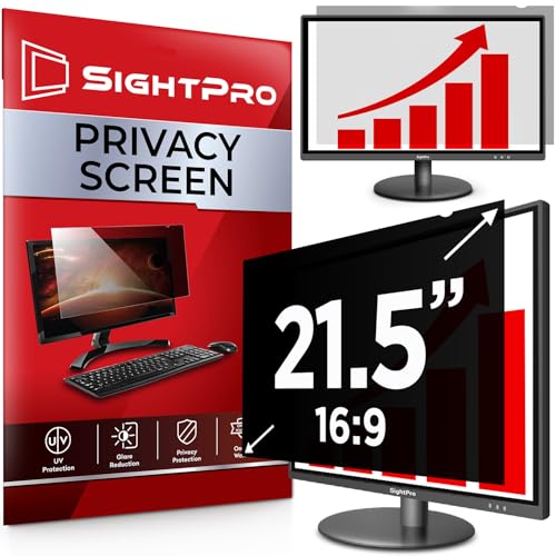 SightPro 21.5 Inch 16:9 Computer Privacy Screen Filter for Monitor - Privacy Shield and Anti-Glare Protector - size: 21.5 Inch 16:9