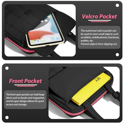 15.6 Inch Puffy Laptop Sleeve with Handle for Women Men, Black | Compatible with Macbook Pro/Air/Neo Laptops, Laptop Case with Luggage Strap, Vertical Quilted Shoulder Bag for Travel Work - color: Black