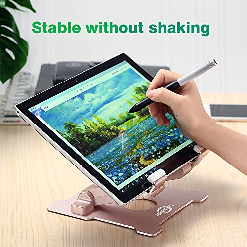 KABCON Tablet Stand,【Updated】 Adjustable Eye-Level Aluminum Solid Desktop Stand Holder,Compatible with iPad Series,Microsoft Surface Series,Samsung,Kindle Fire,Etc.Up to 15'' Tablets-Pink - color: Large-Pink