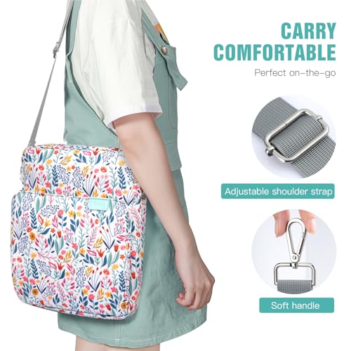 TiMOVO 9-11" Tablet Sleeve Bag Carrying Case with Strap, Flowers | Fits iPad A16 11", Pad Air 11/5th & 4th 10.9", 10th Gen/10.2", Galaxy Tab A11 Plus, Multi-Pocket, Handle, Padded Protection - color: Flowers, size: 9-11