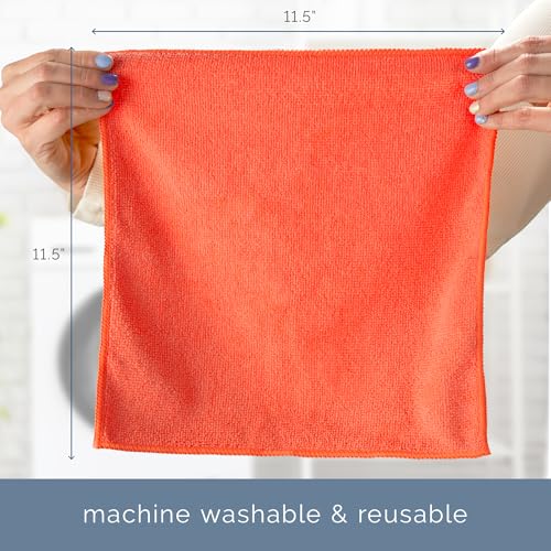 S&T INC. Microfiber Cleaning Cloth, 12 Pack, 11.5" x 11.5" | Bulk Cleaning Cloth for Home and Car, Reusable and Multi-Purpose Cleaning Rags, Machine Washable - size: 12 Pack
