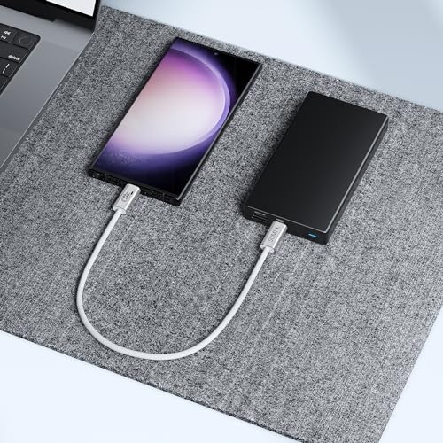 USB4 Cable 1 FT 2 Packs, 240W Fast Charging USB C to USB C Short Cord | 40Gbps High Speed Data Transfer, 8K Video Monitor Dual 4K Display, Braided, Compatible for Thunderbolt 4, 3, iPhone 16 15 - size: 1 ft
