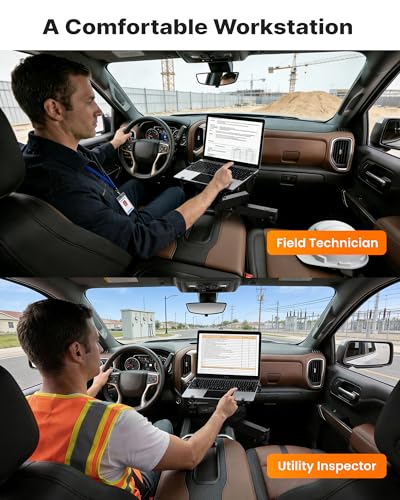 Truck Laptop Mount Fit for 19-26 Chevy Silverado, Tahoe, GMC Sierra, No-Drilling Vehicle-Specific Laptop Holder with Cooling Fan Adjustable Height for Work on The Go - size: Fit for Silverado, Sierra, Tahoe, Suburban, Yukon