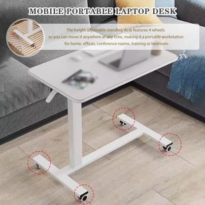 Adjustable Standing Desk for Office, Mobile Laptop Table for Bed Side, Hospital Movable Nursing Table, Portable Sofa Table for Living Room