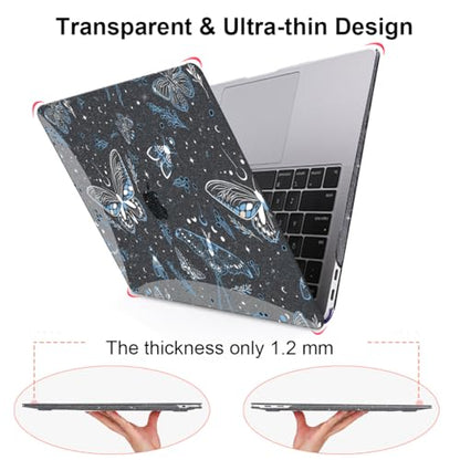 for MacBook Air 13 inch Case 2021 2020 2019 2018 Release M1 A2337 A2179 A1932, Glitter Black Pritned Pattern Hard Case Cover for Mac Air 13 M1 Retina Display with Touch ID, Butterfly Sky - color: Butterfly Sky
