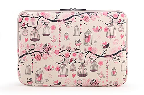 BSLVWG 10 Inch Laptop Sleeve Multi-Color & Size Choices Case/Water-Resistant Neoprene Notebook Computer Pocket Tablet Briefcase Carrying Bag/Pouch Skin Cover - color: Bird Pink, size: 10 inch