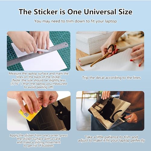 Universal Laptop Skin Sticker with 2 Wrist Pad Skins, Waterproof Scratch Resistant Vinyl Laptop Cover Decal, Cut to Fit for 11–15.6 Inch MacBook HP Dell Lenovo, Cute Cat - color: Cute Cat
