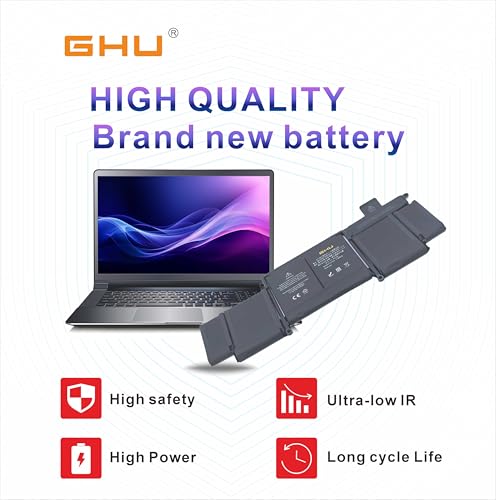 GHU A1582 A1502 Laptop Battery 77.52Wh Replacement for Apple MacBook Pro Retina 13 inch A1493, Early 2015 Mid 2014 Late 2013, Compatible with EMC 2678 2875 2835 ME864 ME865 MF839 MF840 MF843 MF841