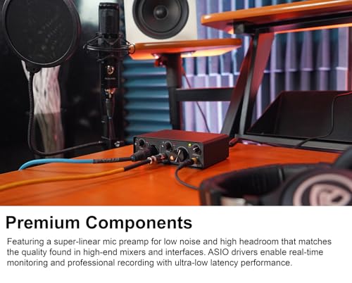 Rockville R-TRACK SOLO Recording USB C Audio Interface, 24Bit/192KHz | ASIO Drivers, 48V Phantom Power, Hi-Z Input, XLR, 2-In/2-Out, Steel Housing, Direct Monitoring, Mic Preamp, USB Cable