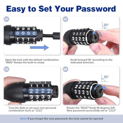 12ft Long Straight Cable Lock with Resettable Combination, Weatherproof Security Kayak Lock, Unique Thin Cable Combination Lock for Kayaks, Paddle Boards, Dock, Bike, Scooters, Canoe and Outdoor Gear