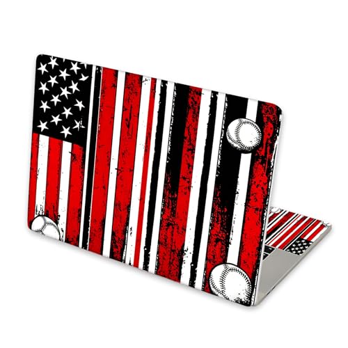 Universal Laptop Skin Sticker for 12/13/14/15.6 Inch Laptops, Reusable Vinyl Laptop Decal Cover, Waterproof Scratch Resistant Notebook Skin with 2 Wrist Pads,American Flag Illustration - color: American Flag Illustration