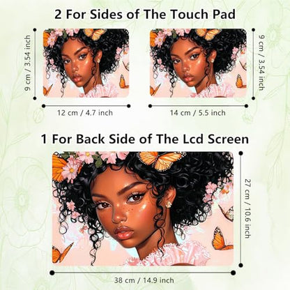 Laptop Skin Sticker Decal, Universal Reusable Vinyl Laptop Cover for 12" 13" 13.3" 14" 15" 15.4" 15.6" Notebook PC, Reusable Waterproof Scratch-Resistant with 2 Wrist Pads,American Butterfly Girls - color: American Butterfly Girls