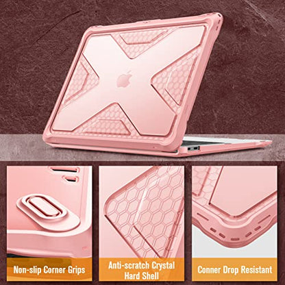 Fintie Case for MacBook Air 13 Inch A2337 (M1) / A2179 / A1932 (2018-2021 2022 Release) - Heavy Duty Hard Shell Cover with TPU Bumper for MacBook Air 13 Retina Display with Touch ID, Rose Gold - color: Rose Gold