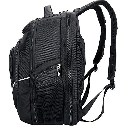 Swissdigital Design TSA-Friendly Large Backpack, Business Laptop Backpack for Men with USB Charging Port/RFID Protection Black | J16BT-1 - color: Black/Blue