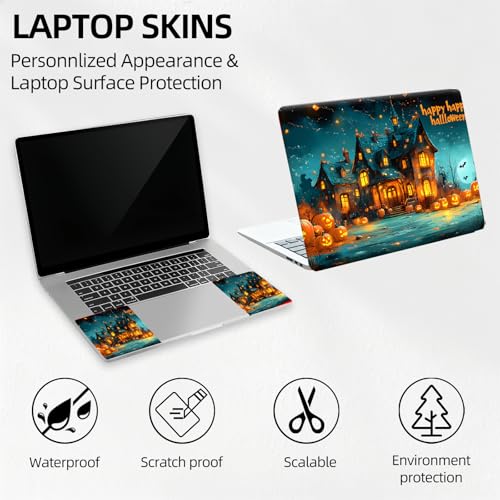 Halloween Town Glow Universal Laptop Skin Sticker 3PCS, Protective Decal Trim-to-Fit 11.6" 13.3" 14" 15.6" Laptop Vinyl Cover, Removable Anti-Scratch Computer Decal Protector - color: Halloween Town Glow